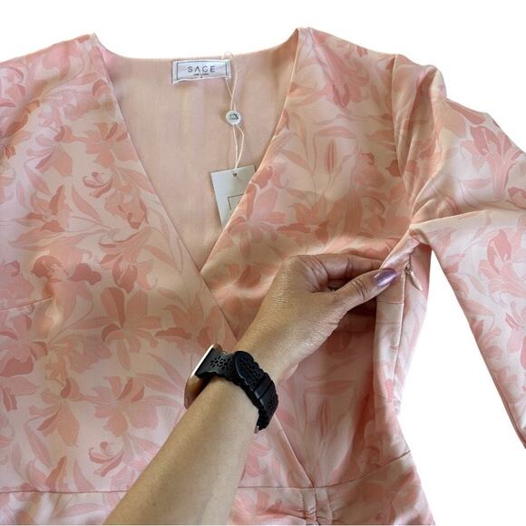 Sage the Label Athena Light Pink Floral Mini Dress Women’s Size Small NWT - Picture 7 of 11